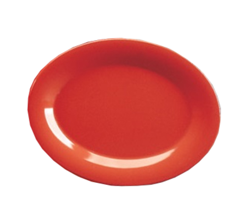 Yanco MS-213RD 13.5" L x 10.5" W Orange Red Melamine Oval Milestone Platter