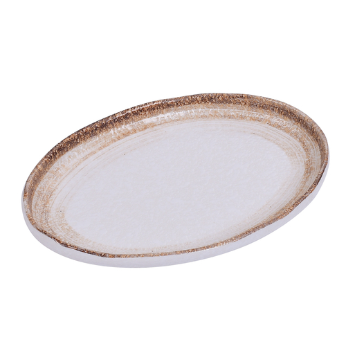 Yanco RO-2308 8" L x 5.5" W White or Brown Glazed Porcelain Oval Rockeye-2 Platter