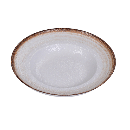 Yanco RO-2710 18 Oz. White or Brown Porcelain Round Rockeye-2 Mediterranean Pasta Bowl