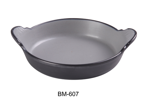 Yanco BM-607 16 Oz. 7" Dia. Two-Tone Melamine Round with Handle Birmingham Dish
