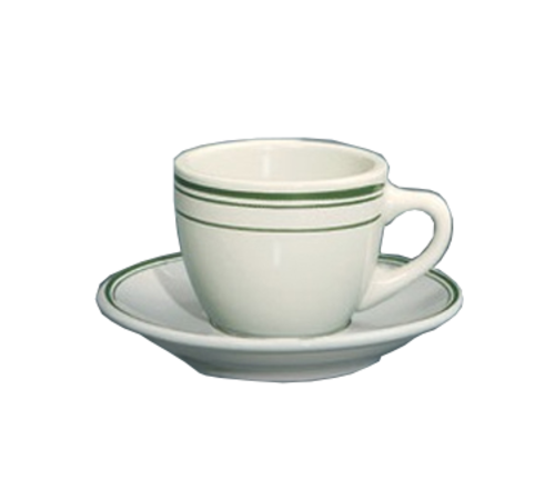 Yanco GB-36 4.5" W American White Ceramic Round Green Band Saucer