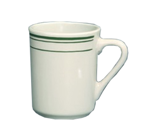 Yanco GB-17 8 Oz. White Round Ceramic Green Band Mug