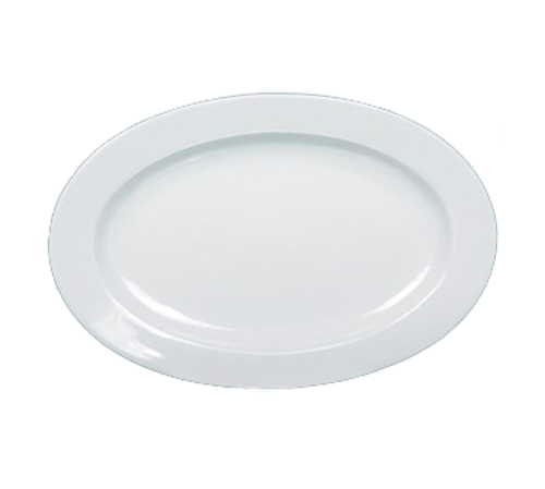 Yanco AC-12 10.63" L x 7" W Super White Porcelain Oval Rolled Edge Abco Platter