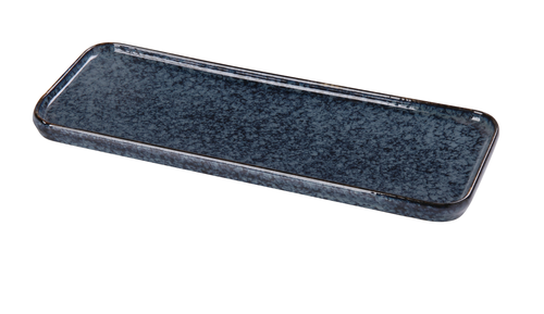 Yanco BL-513 13.75" W Porcelain Rectangular Rolled Edge Blue Star Plate