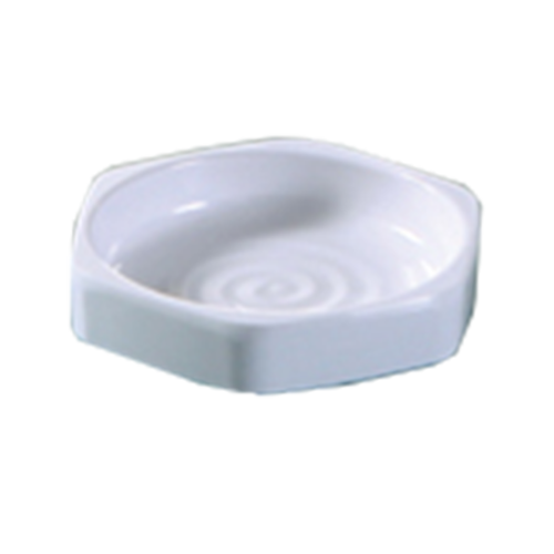 Yanco OK-3001 2 Oz. 4.13" Dia. White Melamine Hexagon Osaka Sauce Dish