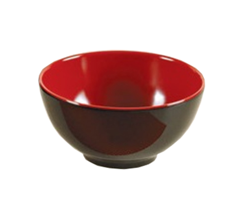 Yanco CR-3004 8 Oz. 4.5" Dia. Black and Red Melamine Round Two-Tone Nanjing Bowl