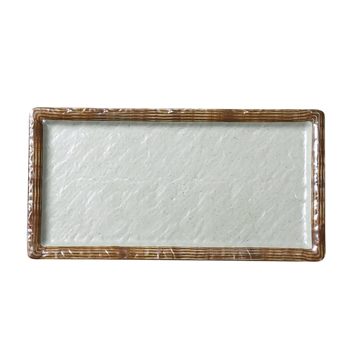 Yanco YO-3011 11" W x 0.75" H x 5.5" D Rectangular Melamine Yoto Sushi Plate