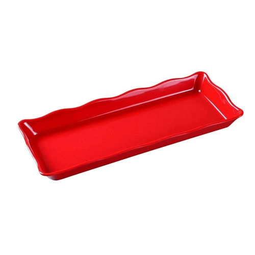 Yanco DC-6014R 14" W x 1" H x 5.25" D Red Melamine Rectangular Serving Tray
