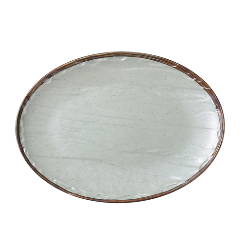 Yanco YO-2015 15" L X 11.13" W Matte Green Melamine Oval Yoto Plate