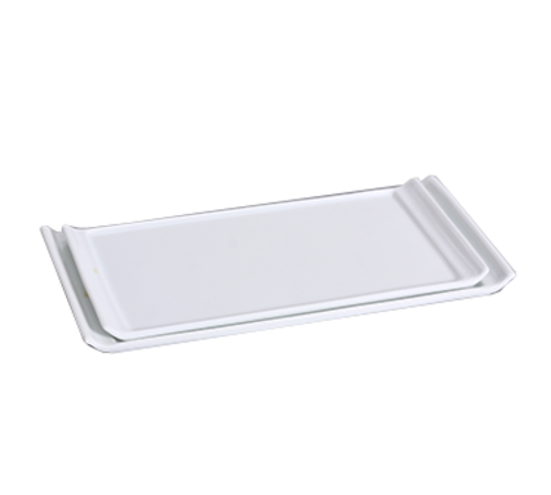 Yanco FU-1314 13" W x 6.5" D Bone White Porcelain Rectangular Fuji Display Plate