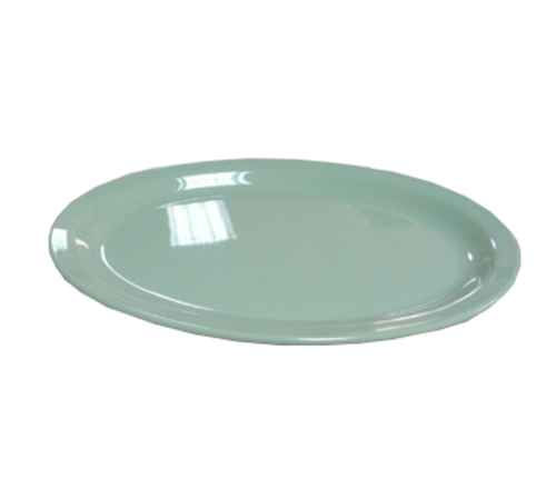 Yanco NS-516G 15.5" L x 10.75" W Green Melamine Oval Narrow Rim Nessico Platter