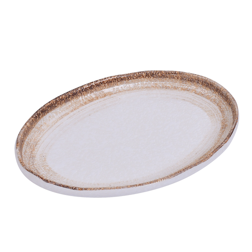Yanco RO-2312 12" L x 8.25" W White or Brown Glazed Porcelain Oval Rockeye-2 Platter