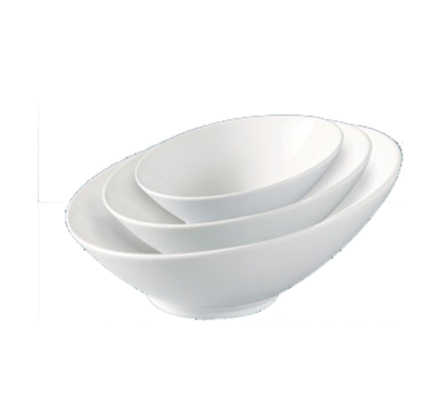 Yanco FU-608 16 Oz. Bone White Porcelain Slanted Fuji Sheer Bowl