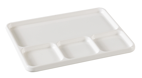 Yanco NC-7510 9.25" W x 6.75" W White Rectangular Melamine Nu-Classic Compartment Tray