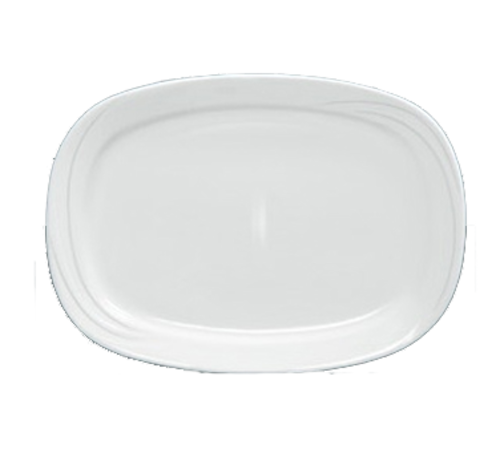 Yanco MM-93 11.75" L x 8.5" W Bone White Porcelain Rectangular Embossed Rim Miami Platter