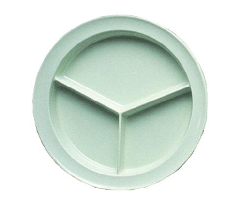 Yanco NS-701G 8.75" Dia. Green Melamine Round Deep Nessico 3 Compartments Plate