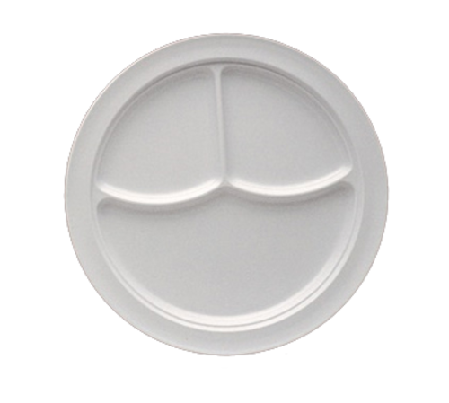 Yanco NS-703W 10.25" Dia. White Melamine Round Deep Nessico 3 Compartments Plate