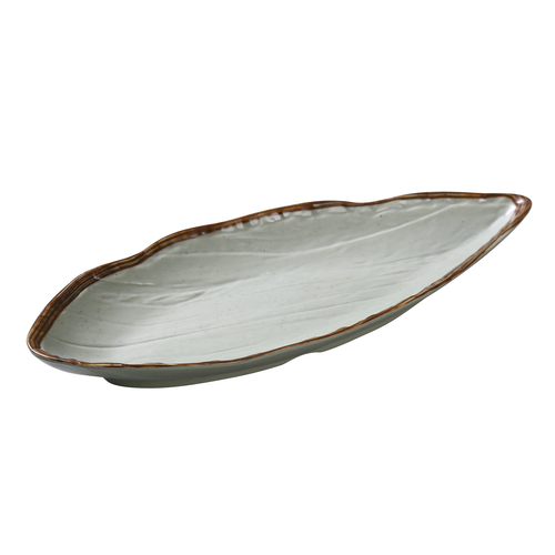 Yanco YO-2116 16.5" L X 7" W Matte Green Melamine Oval Yoto Display Plate with Foot