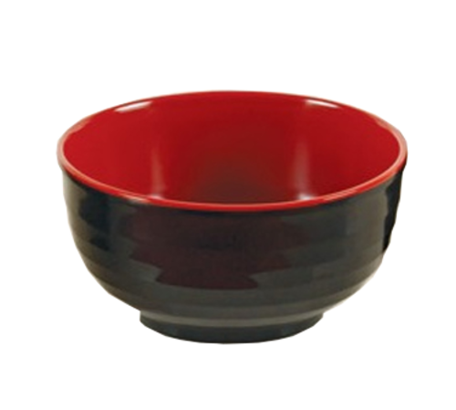 Yanco CR-5006 16 Oz. 6.25" Dia. Black and Red Melamine Round Two-Tone Bowl