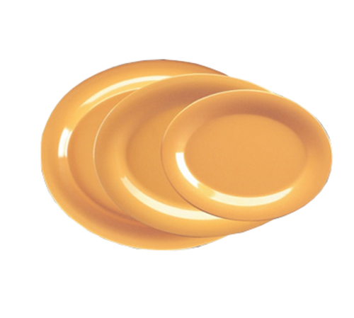 Yanco MS-212YL 12" L x 9" W Yellow Melamine Oval Milestone Platter