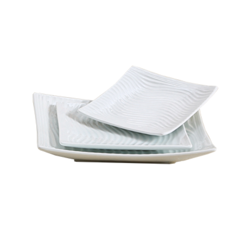 Yanco FU-1110 10.5" W Bone White Porcelain Square Fuji Plate