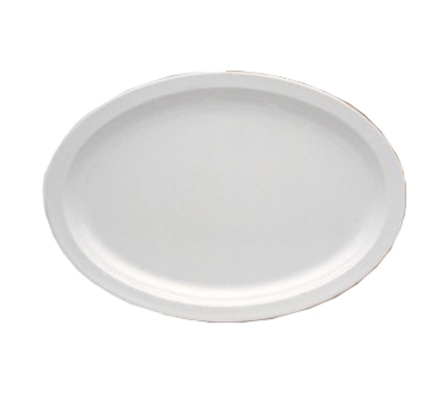 Yanco NS-512W 12" L x 6.75" W White Melamine Oval Narrow Rim Nessico Platter