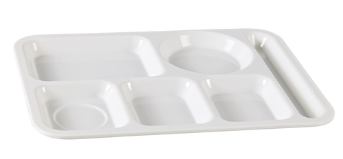 Yanco NC-2162 14" W x 10" D White Melamine Rectangular Nu-Classic 5 Compartments Plate