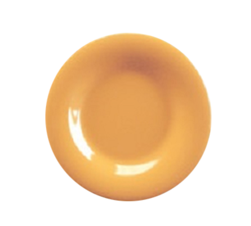 Yanco MS-010YL 10.5" Dia. Yellow Melamine Round Wide Rim Milestone Plate