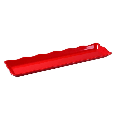 Yanco DC-6019R 19" W x 1" H x 5.25" D Red Melamine Rectangular Serving Tray