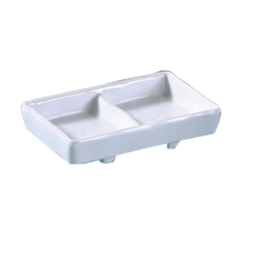 Yanco OK-4031 5.75" W White Melamine Rectangular Osaka Divided Dish