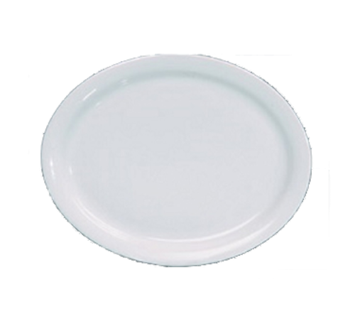 Yanco MA-14 13" L x 10" W Super White Porcelain Oval Narrow Rim Mayor Platter