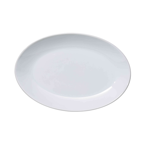 Yanco AC-812 12" L x 8.5" W Super White Porcelain Oval Coupe and Deep Rim Abco Platter