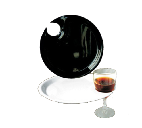 Yanco CAT-7010IV 9.5" Dia. Ivory Melamine Round Catering Party Plate with Wine Glass Holder
