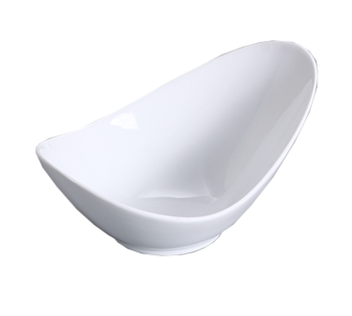 Yanco FU-506 4 Oz. Bone White Porcelain Boat Shape Fuji Fortune Bowl