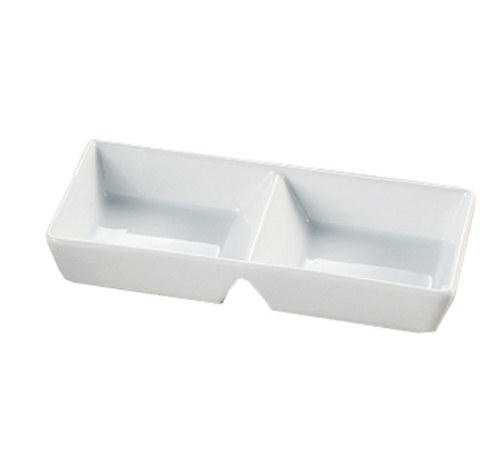 Yanco ML-728 10" W x 4" D x 1.63" H Super White Rectangular Porcelain Main Land Divided Tray