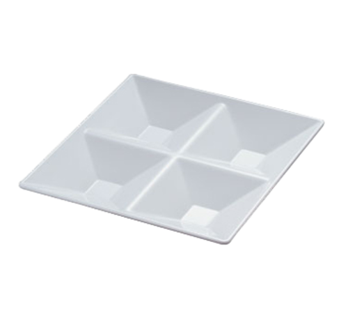 Yanco RM-822 1.5" L x 11.51" W White Melamine Square Rome 4 Compartments Plate