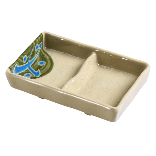 Yanco JP-4031 2.5 Oz. Each 5" W Melamine Rectangular 2 Compartments Japanese Sauce Dish