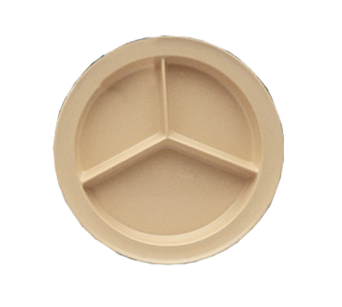 Yanco NS-701T 8.75" Dia. Tan Melamine Round Deep Nessico 3 Compartments Plate