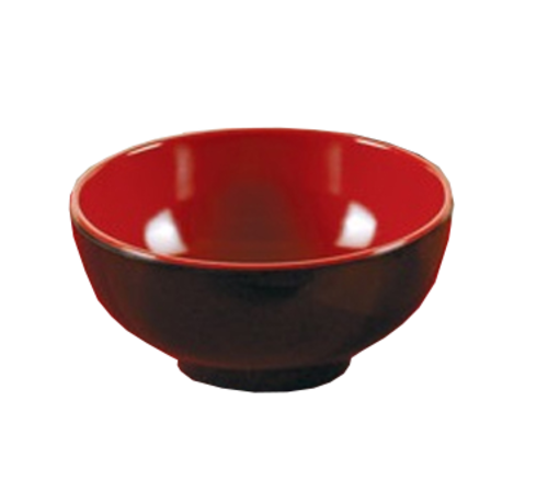 Yanco CR-131 8 Oz. 4.75" Dia. Black and Red Melamine Round Two-Tone Rice Bowl