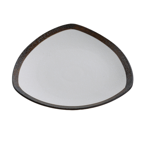 Yanco RO-307 7" W White Porcelain Triangular Rockeye Plate