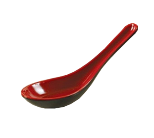 Yanco CR-7001 5.5" W Black and Red Melamine Two-Tone Soup Spoon
