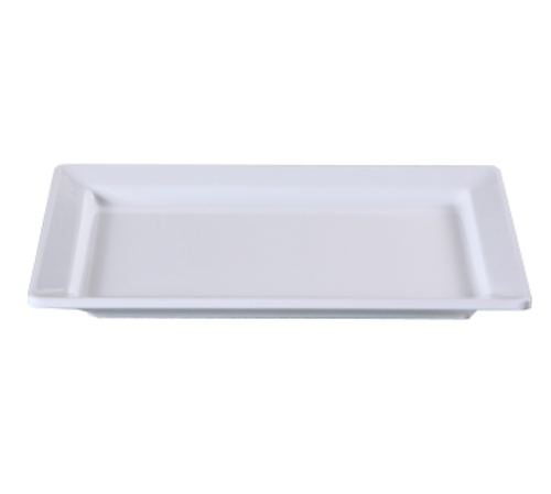 Yanco RM-4312 12" W x 8.5" D White Rectangle Melamine Deep Rome Turkey Platter