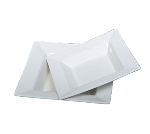 Yanco ML-309 12 Oz. Super White Porcelain Square Main Land Soup Plate
