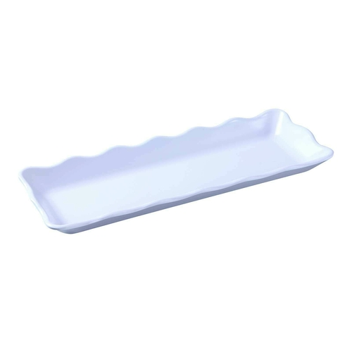 Yanco DC-6013W 13.5" W x 1" H x 5.25" D White Melamine Rectangular Serving Tray