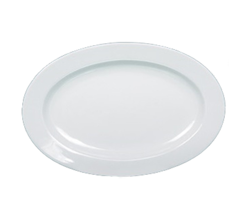 Yanco AC-34 9.5" L x 6.5" W Super White Porcelain Oval Rolled Edge Abco Platter