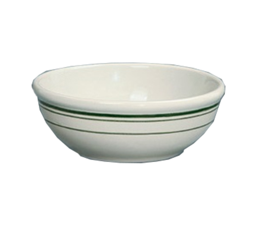 Yanco GB-24 10 Oz. American White Ceramic Round Green Band Nappie