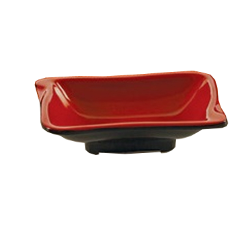 Yanco CR-0002 3 Oz. 4.13" W Black and Red Melamine Rectangular Two-Tone Sauce Dish