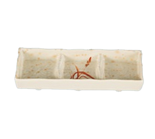 Yanco OR-4030 2.5 Oz. Each 7.5" W Melamine Rectangular 3 Compartments Orchis Divided Sauce Dish
