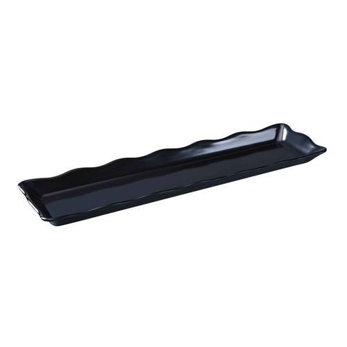 Yanco DC-6019B 19" W x 1" H x 5.25" D Black Melamine Rectangular Serving Tray
