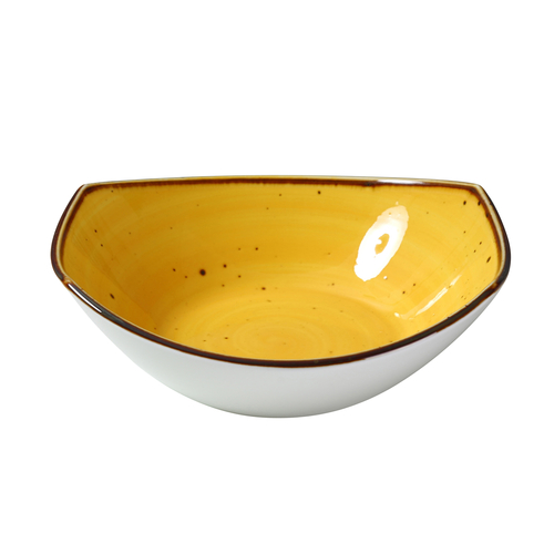 Yanco LY-307YL 15 Oz. Yellow Porcelain Free Form Lyon Soup or Salad Plate